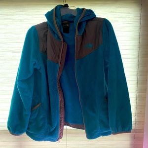 Girls Blue North Face full zip up jacket size XL